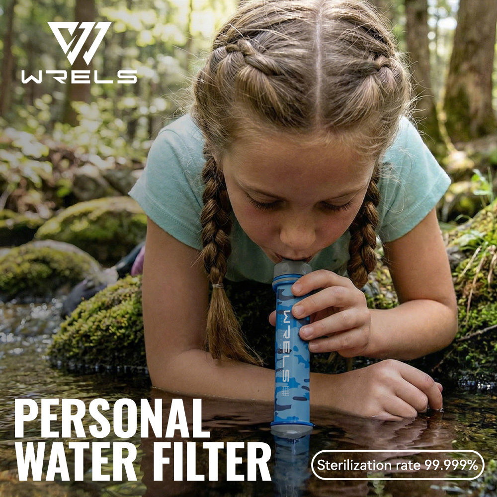 Outdoor Camping Water Filter - WRELS เครื่องกรองน้ำสำหรับเดินป่ากลางแจ้งขนาดเล็ก คุณภาพสูง พกพาสะดวก ใช้ซ้ำได้ สำหรับกรณีฉุกเฉิน