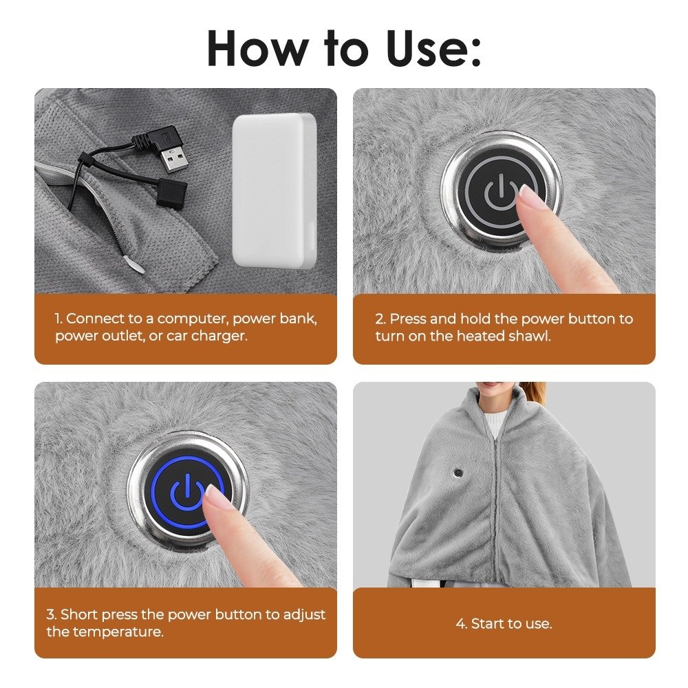 Outdoor Camping Heated Blanket - ผ้าห่มไฟฟ้าแบบพกพาคุณภาพสูง ใช้พอร์ต USB ซักได้ ปรับความร้อนได้ 3