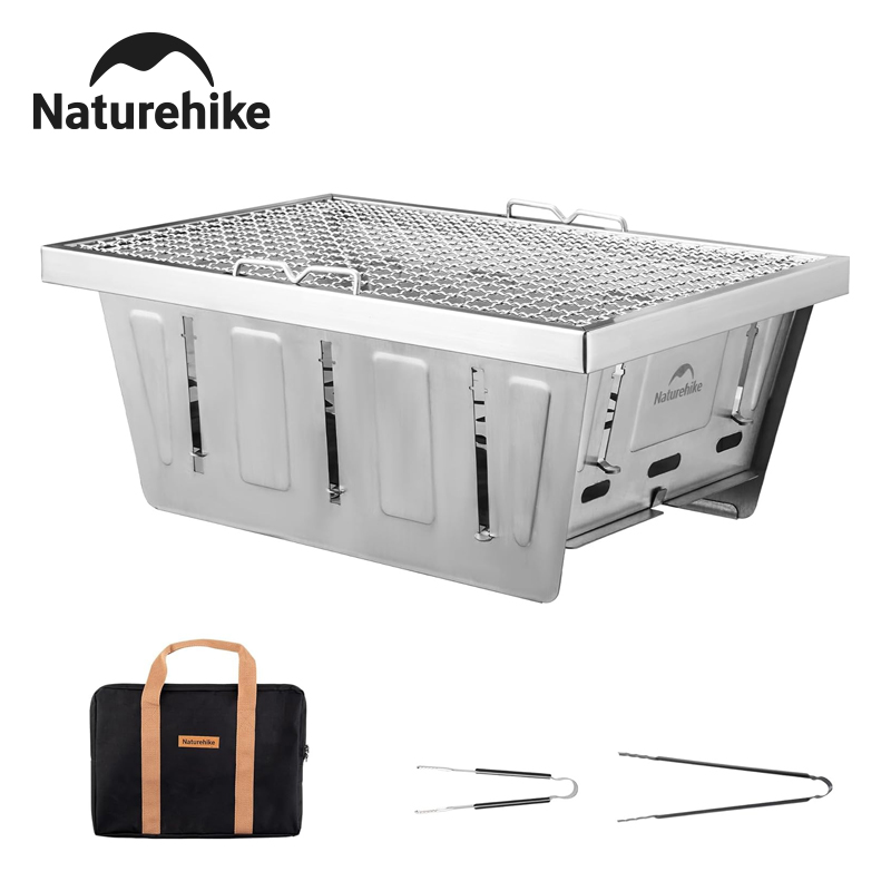 Outdoor Camping Cooking Table - เตาถ่านพกพา Naturehike สำหรับโต๊ะ IGT เตาบาร์บีคิวพับได้พร้อมที่คีบ สำหรับทำอาหารนอกบ้านและในรถ