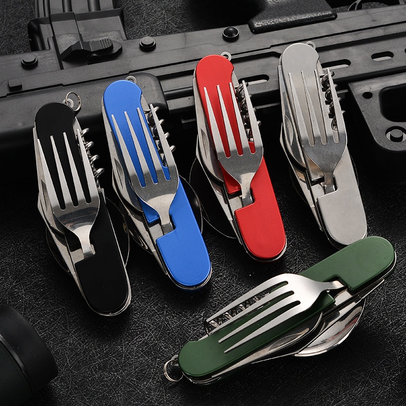 Outdoor Camping Utensils - 4 in 1 พับบนโต๊ะอาหารที่ถอดออกได้ Camping Utensils
