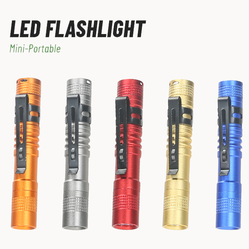 Outdoor Camping Lamp - ไฟฉาย LED ขนาดเล็กแบบพกพาพร้อมคลิปหนีบปากกา ไฟฉายพกพาขนาดเล็กพิเศษ ใช้แบตเตอรี่ AAA