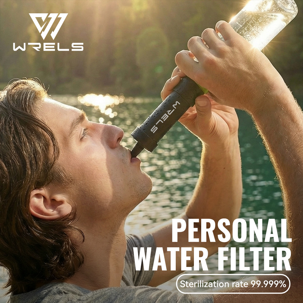 Outdoor Camping Water Filter - WERLS หลอดกรองน้ำแบบพกพาสำหรับการเดินป่า เครื่องกรองน้ำขนาดเล็กสำหรับการตั้งแคมป์ เดินป่า ท่องเที่ยว และสถานการณ์ฉุกเฉิน