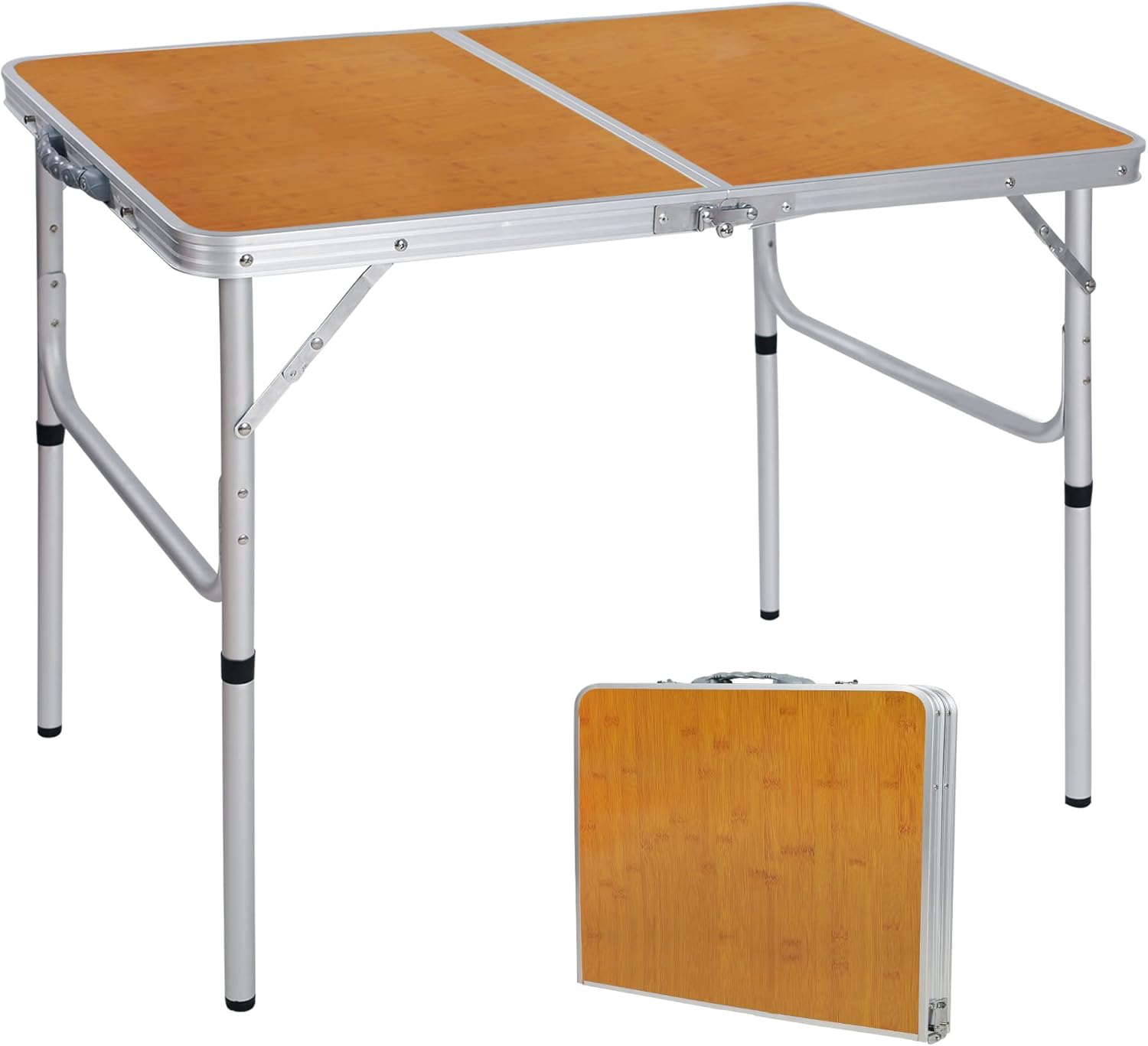Outdoor Camping Cooking Table - โต๊ะพับสำหรับตั้งแคมป์ ปรับความสูงได้ ขนาด 35x24 นิ้ว โต๊ะอลูมิเนียมพกพาสำหรับกิจกรรมกลางแจ้ง