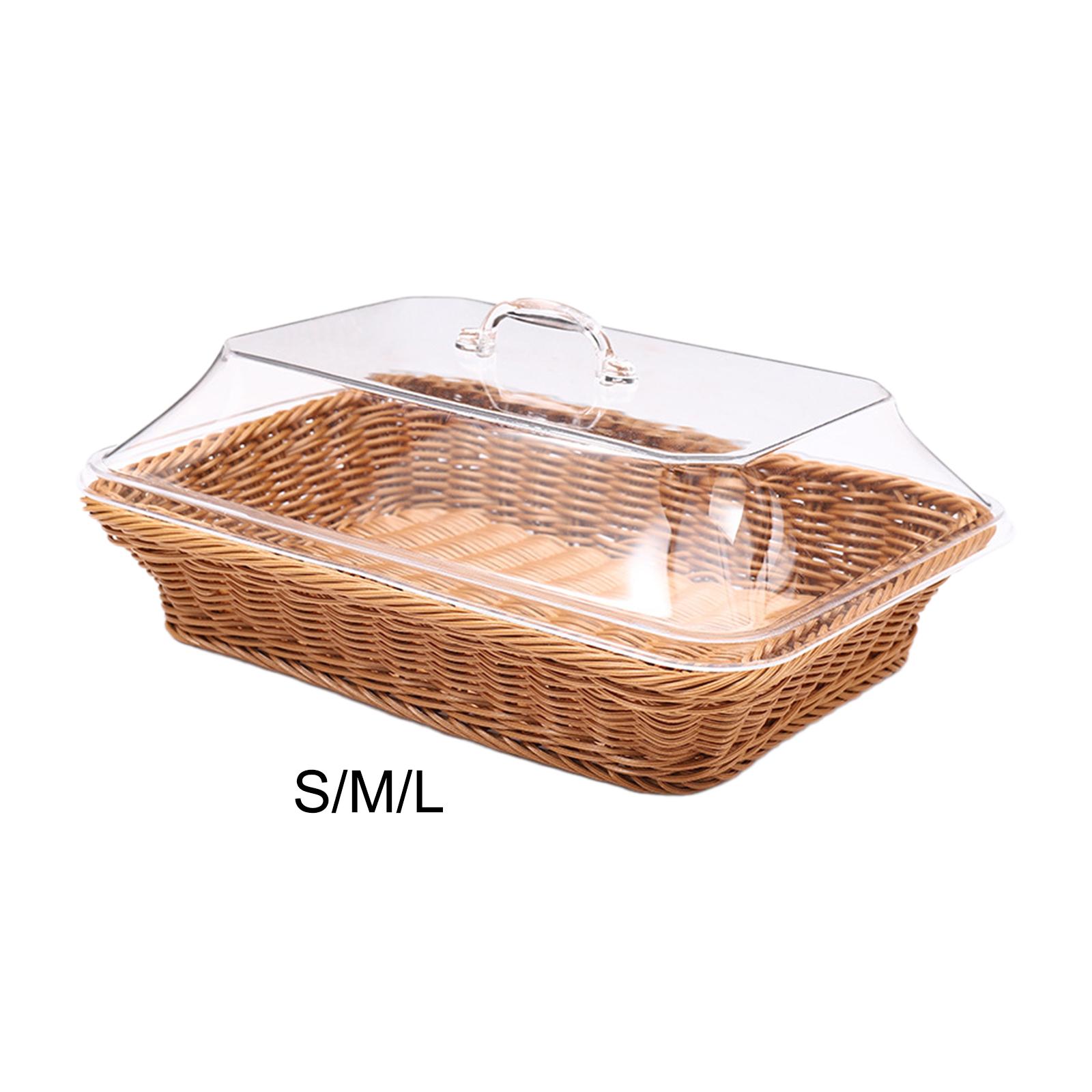 Outdoor Camping Meals - ทอตะกร้าขนมปังพร้อมฝาปิดตะกร้าอาหารตะกร้าอาหารเช้าตะกร้าหวายเทียมสําหรับห้องนั่งเล่นกลางแจ้ง Cafe Camping Picnic
