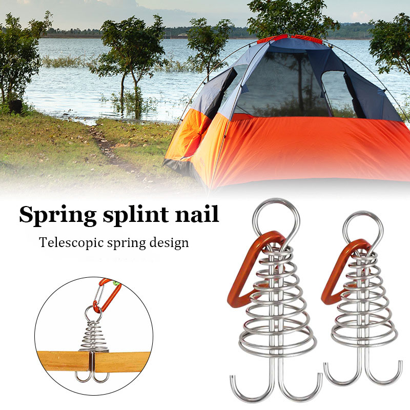 Outdoor Camping Decke - 4ชิ้นสำหรับการตั้งแคมป์กลางแจ้งปลาหมึกเชือกลมยึดหัวเข็มขัดทำจากไม้ดาดฟ้ายึดเล็บกับเต็นท์สปริงตะขอเชือกลม