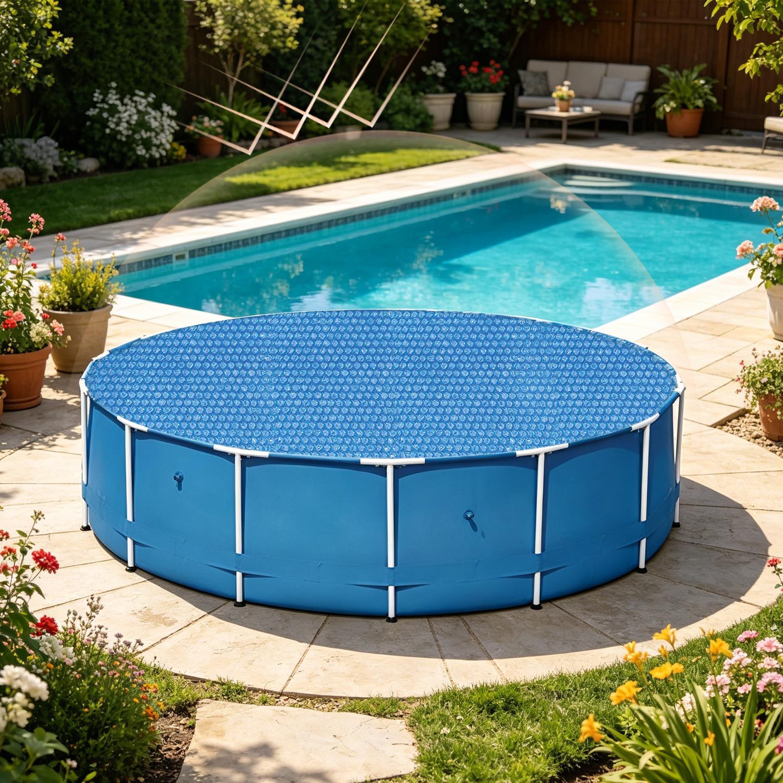 Outdoor Camping Decke - ผ้าคลุมสระทรงกลม ผ้าคลุมอ่างน้ำทรงกลม ป้องกันฝุ่นและละอองน้ำ ผ้าคลุมสระกลางแจ้ง ผ้าคลุมสระแบบฟองอากาศ สำหรับระเบียงบ้าน