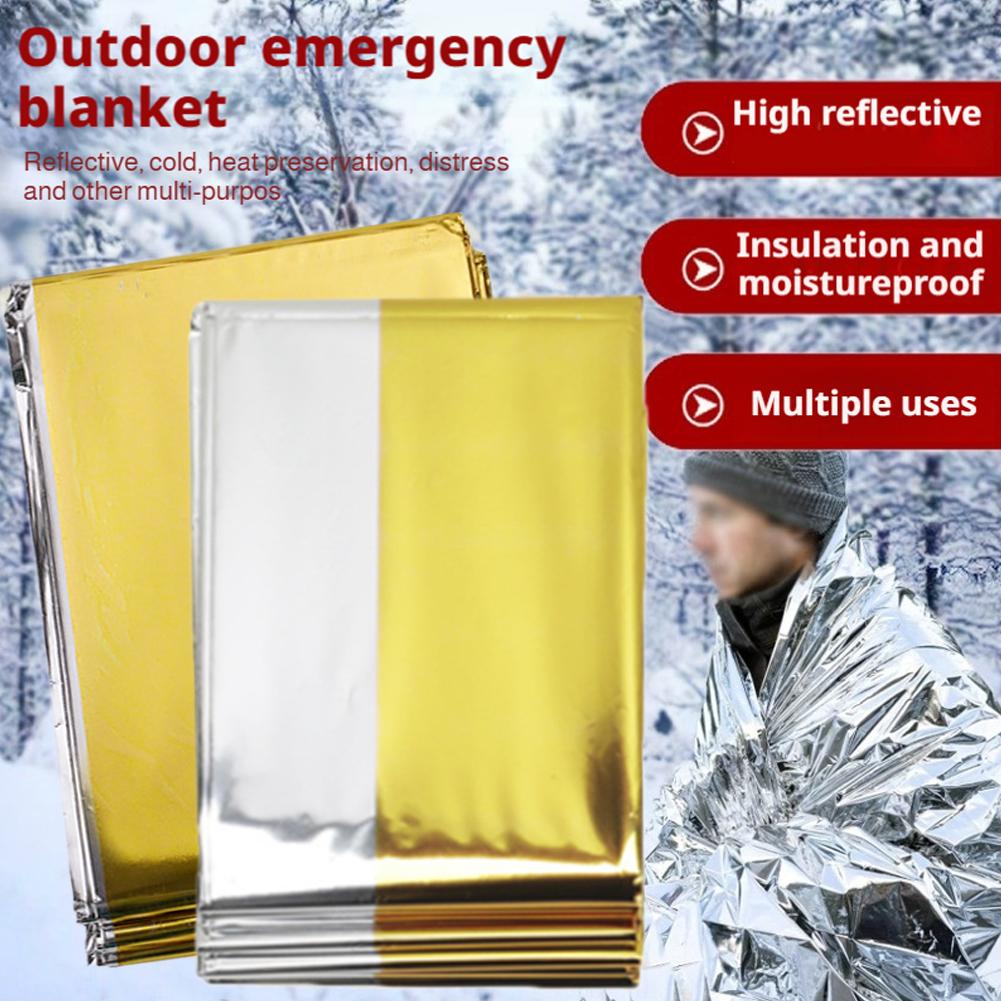 Outdoor Camping Heated Blanket - ชุดอุปกรณ์เอาชีวิตรอดฉุกเฉิน ผ้าห่มฉุกเฉินกันความร้อน สำหรับการปฐมพยาบาลผู้ป่วยมีไข้ต่ำ ใช้ในแคมป์ ป้องกันความหนาว รักษาความอบอุ่น