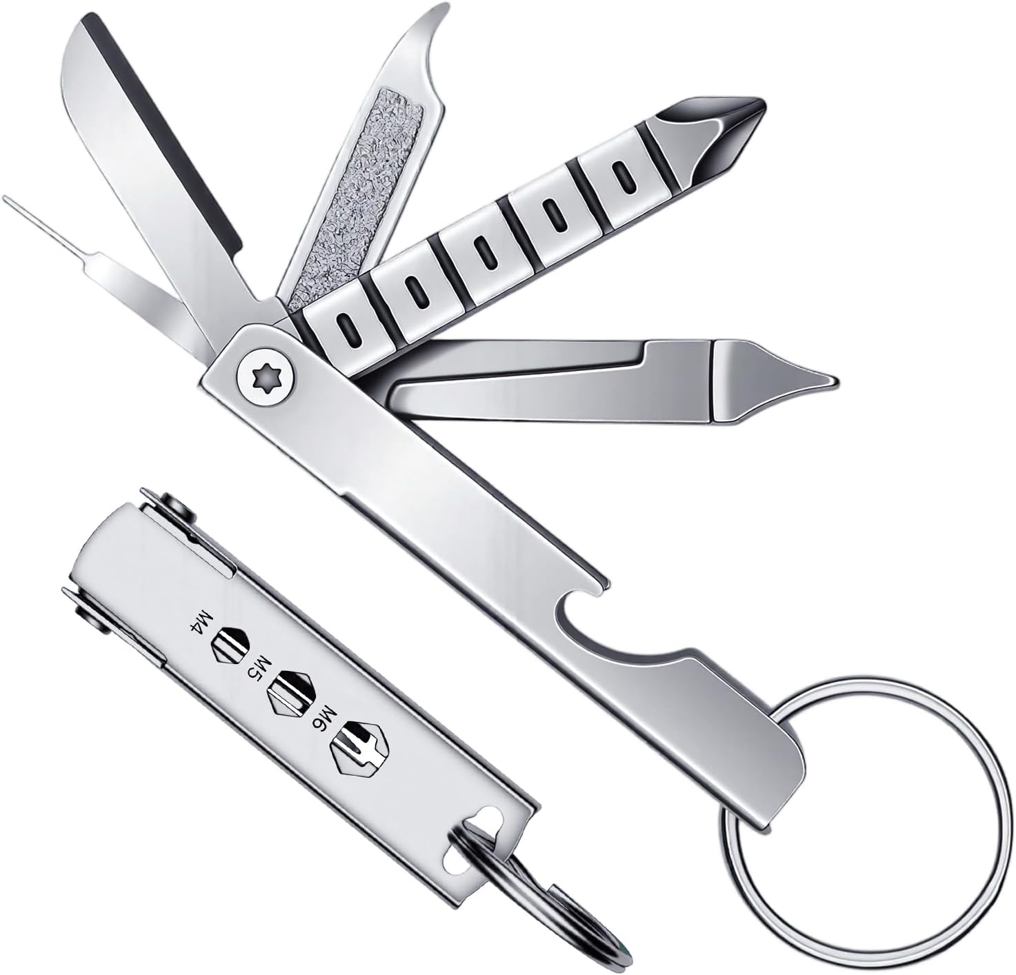 Outdoor Camping Utensils - ชุดเครื่องมืออเนกประสงค์พกพาขนาดเล็ก ทำจากสแตนเลส ประกอบด้วยไขควง ประแจ ที่เปิดขวด สำหรับใช้งานกลางแจ้ง