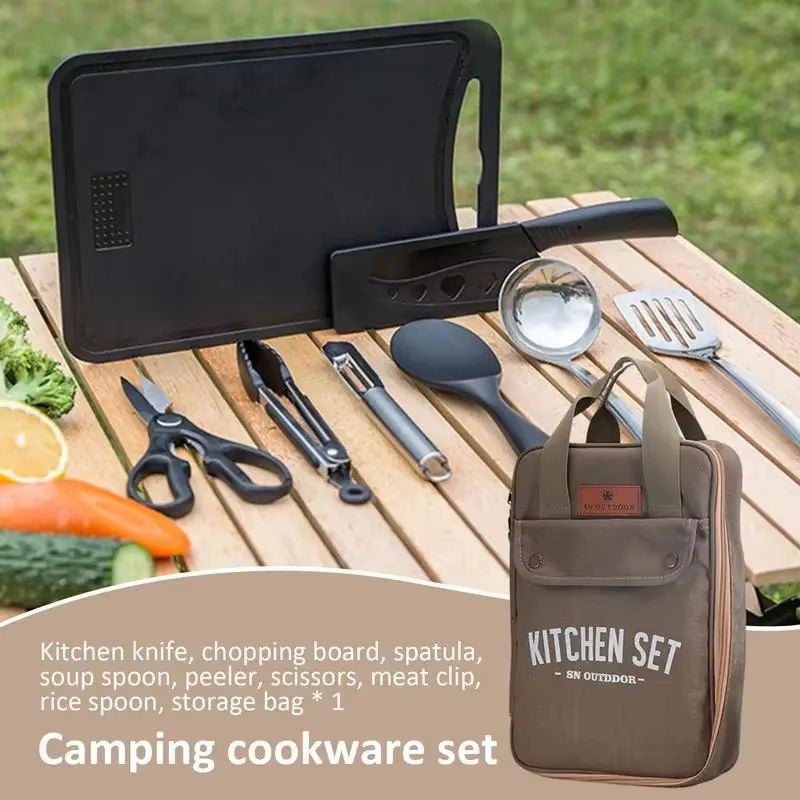 ชุดเครื่องครัวแคมป์ปิ้ง 8 ชิ้น - Outdoor Camping Utensils บทวิจารณ์และราคา