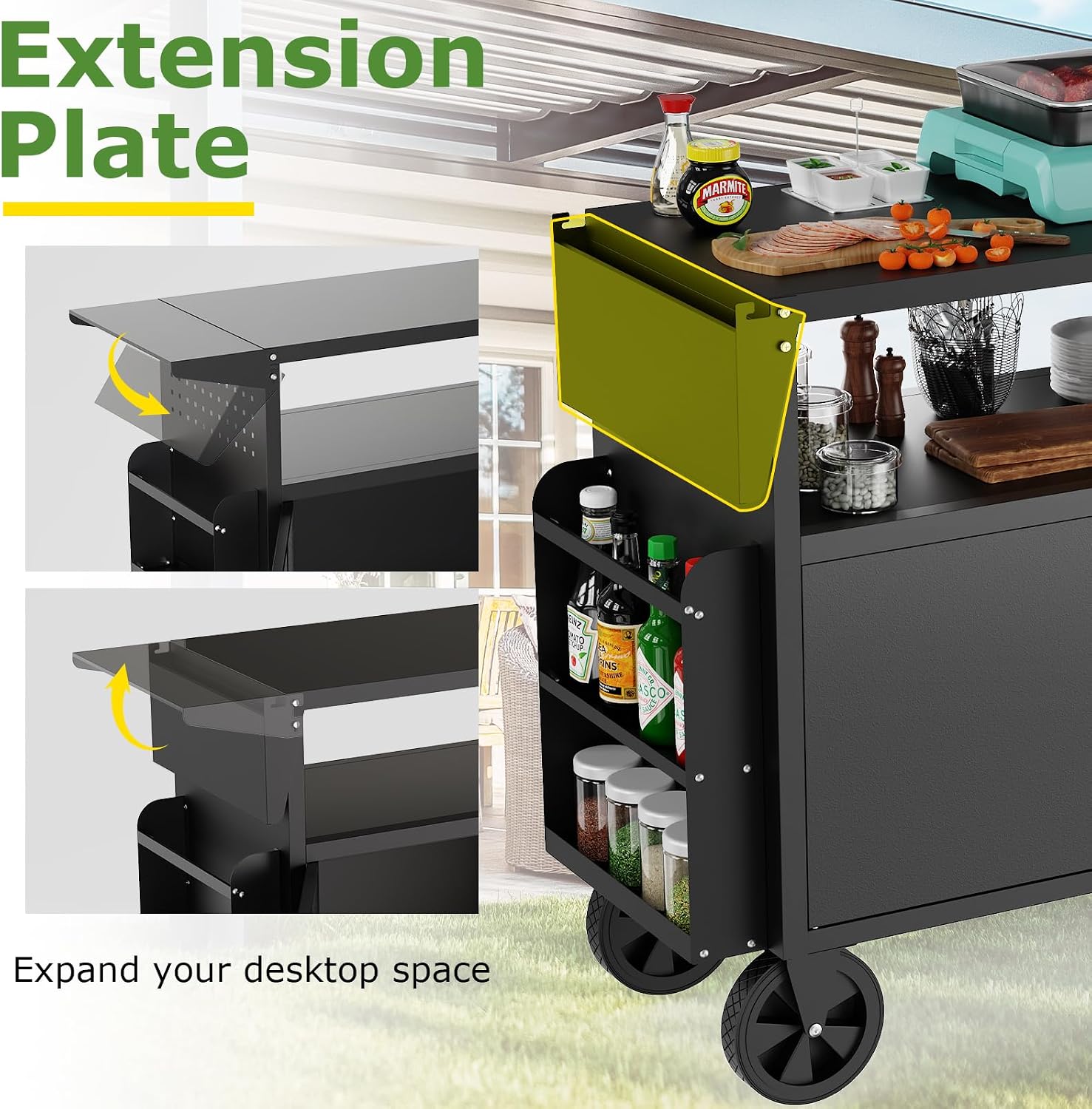 รถเข็นปิ้งย่างกลางแจ้งพร้อมโต๊ - Outdoor Camping Table With Storage บทวิจารณ์และราคา