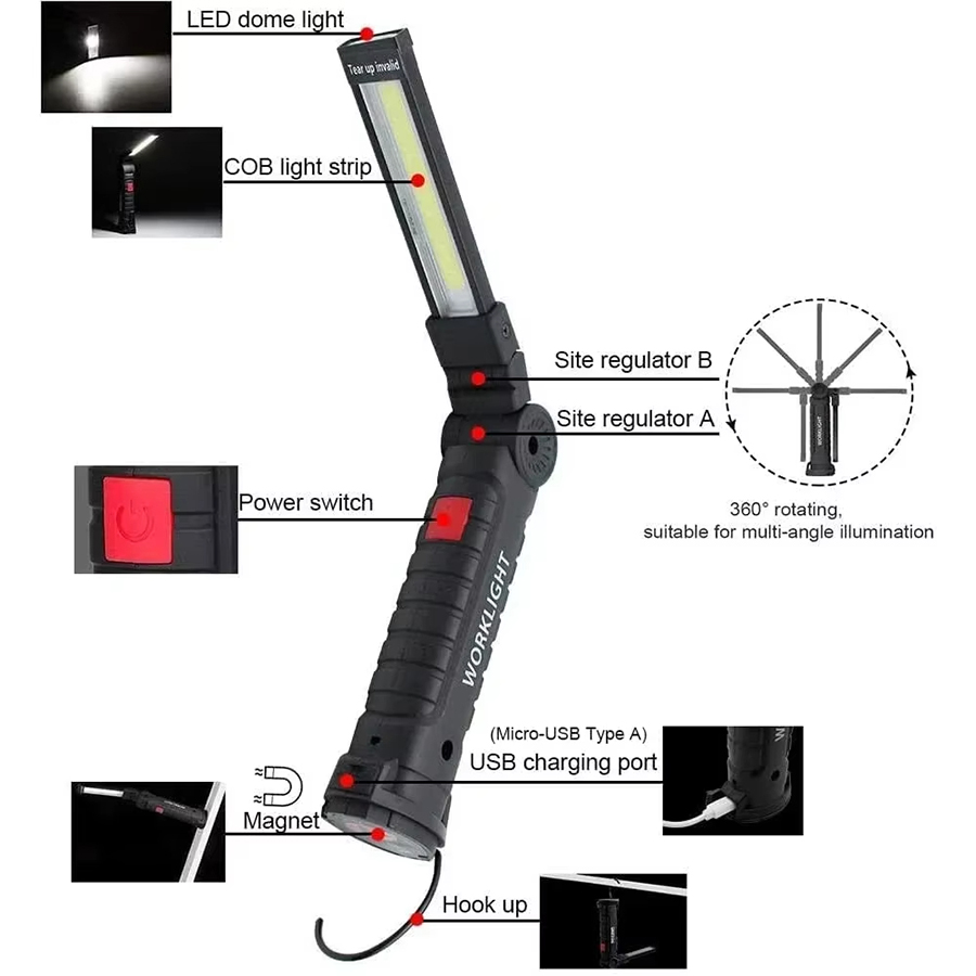 ไฟฉาย LED แบบพกพาพร้อมตะขอแม่เ - Outdoor Camping Lamp บทวิจารณ์และราคา