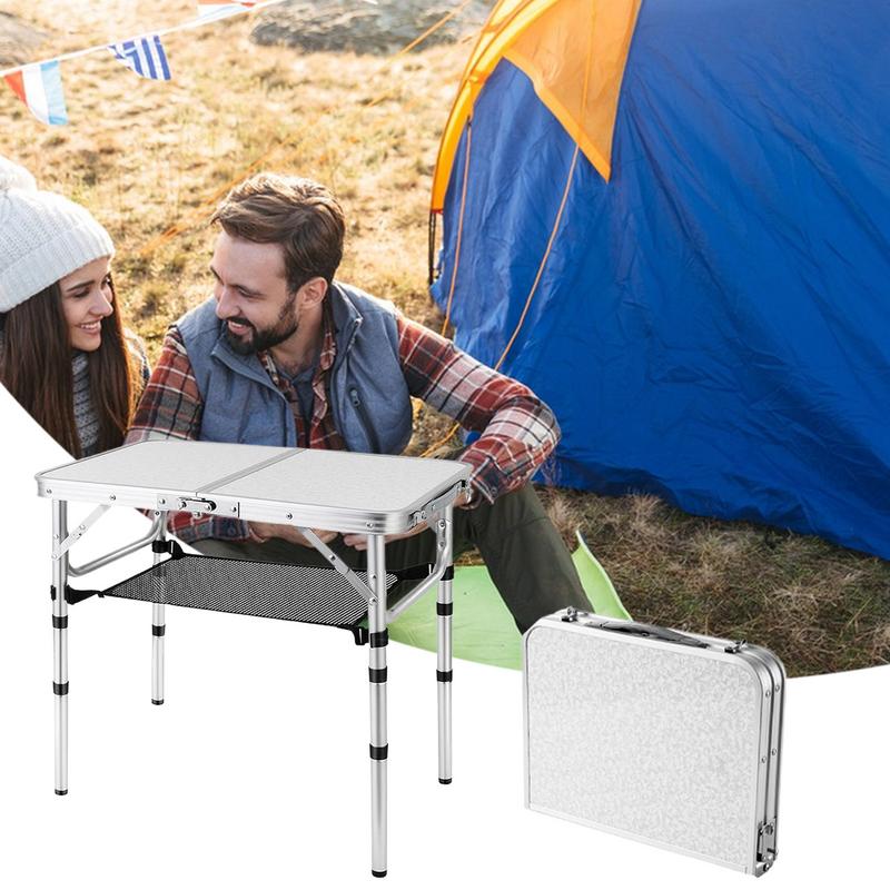 Camping Table พับกลางแจ้งพับอล - Outdoor Camping Table With Storage บทวิจารณ์และราคา