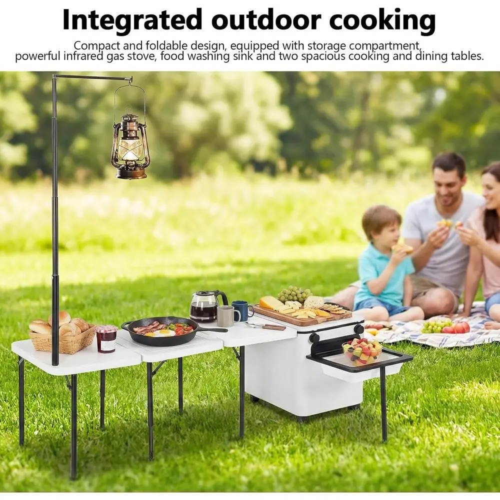 โต๊ะครัวพับได้แบบพกพาสำหรับใช้ - Outdoor Camping Table With Storage บทวิจารณ์และราคา