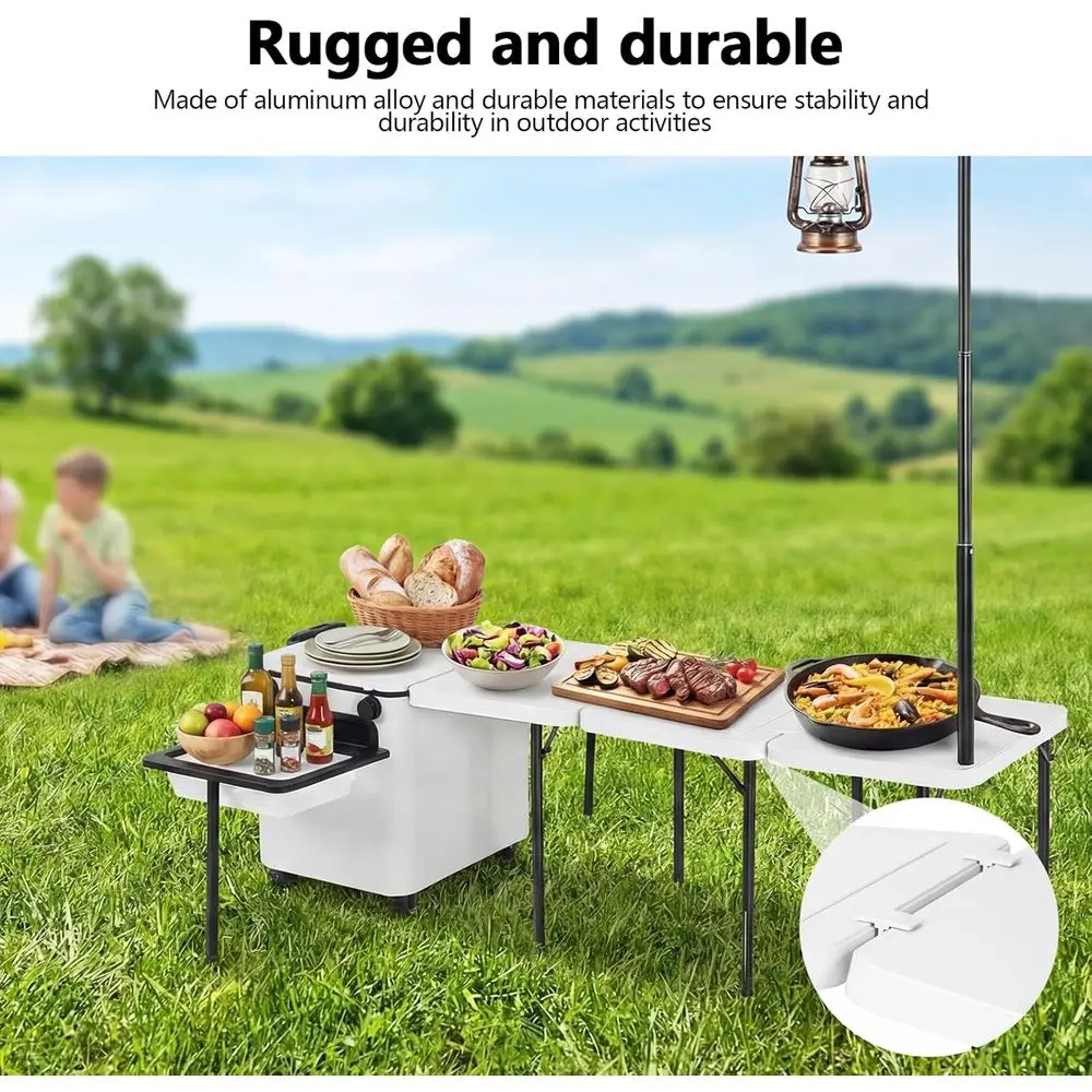 โต๊ะครัวพับได้แบบพกพาสำหรับใช้ - Outdoor Camping Table With Storage บทวิจารณ์และราคา