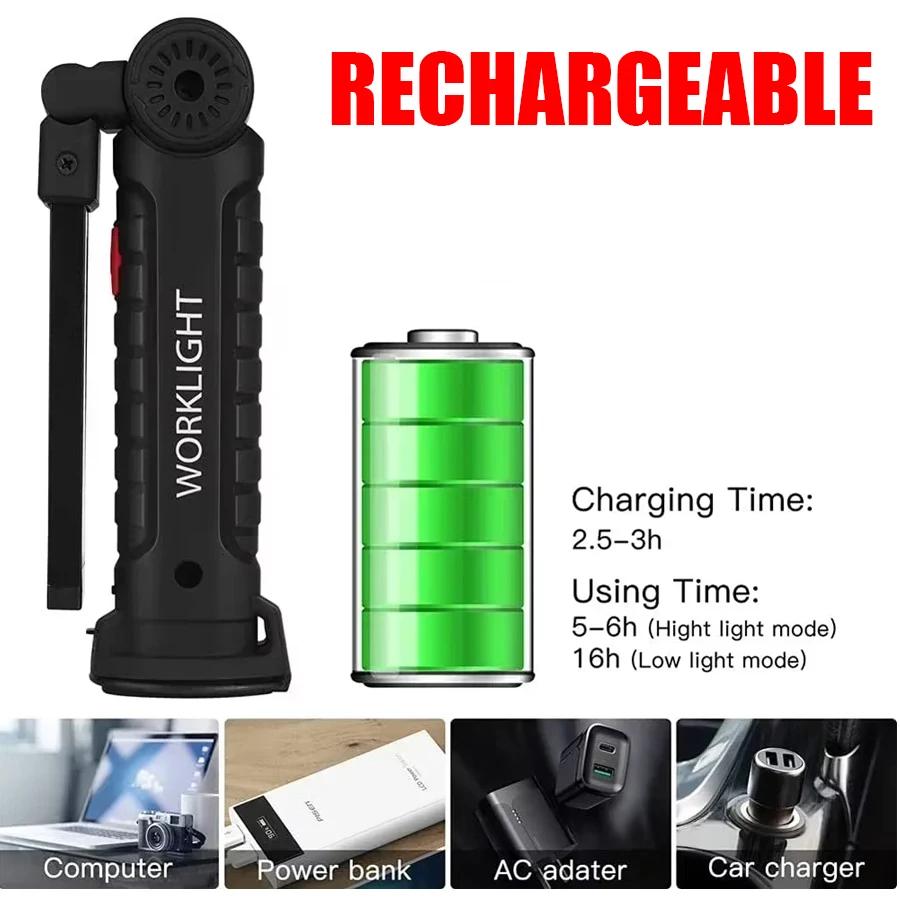 ไฟฉายแม่เหล็กแบบชาร์จไฟได้แบบพ - Outdoor Camping Lamp บทวิจารณ์และราคา