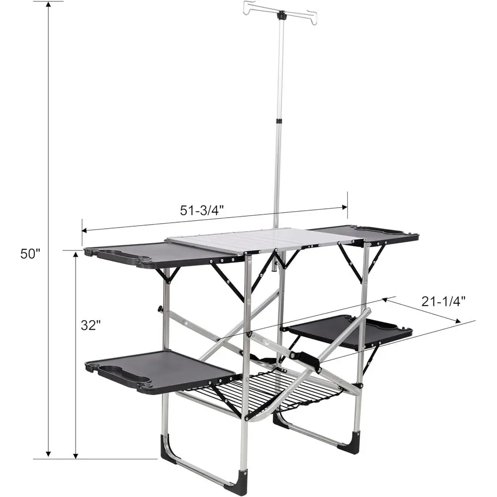 โต๊ะครัวกลางแจ้งแบบพกพาพร้อมท็ - Outdoor Camping Table With Storage บทวิจารณ์และราคา