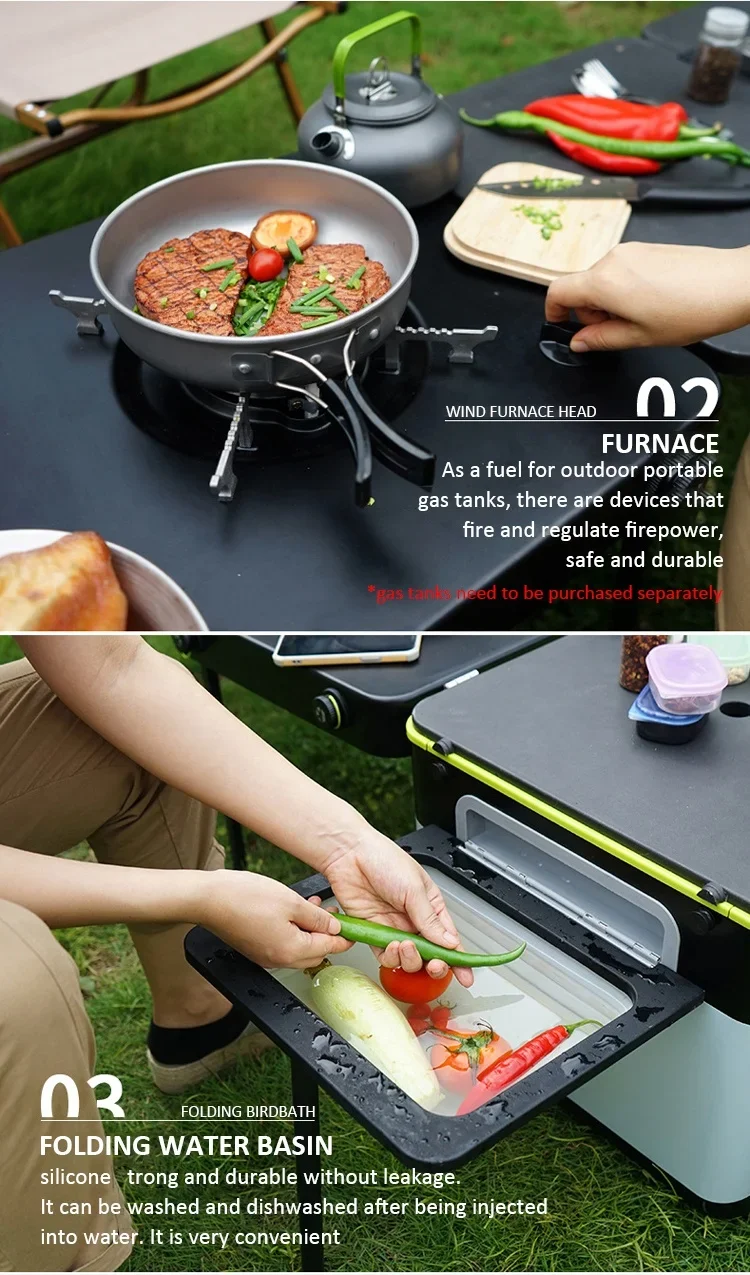 กล่องครัวพับได้อเนกประสงค์สำหร - Outdoor Camping Cooking Table บทวิจารณ์และราคา