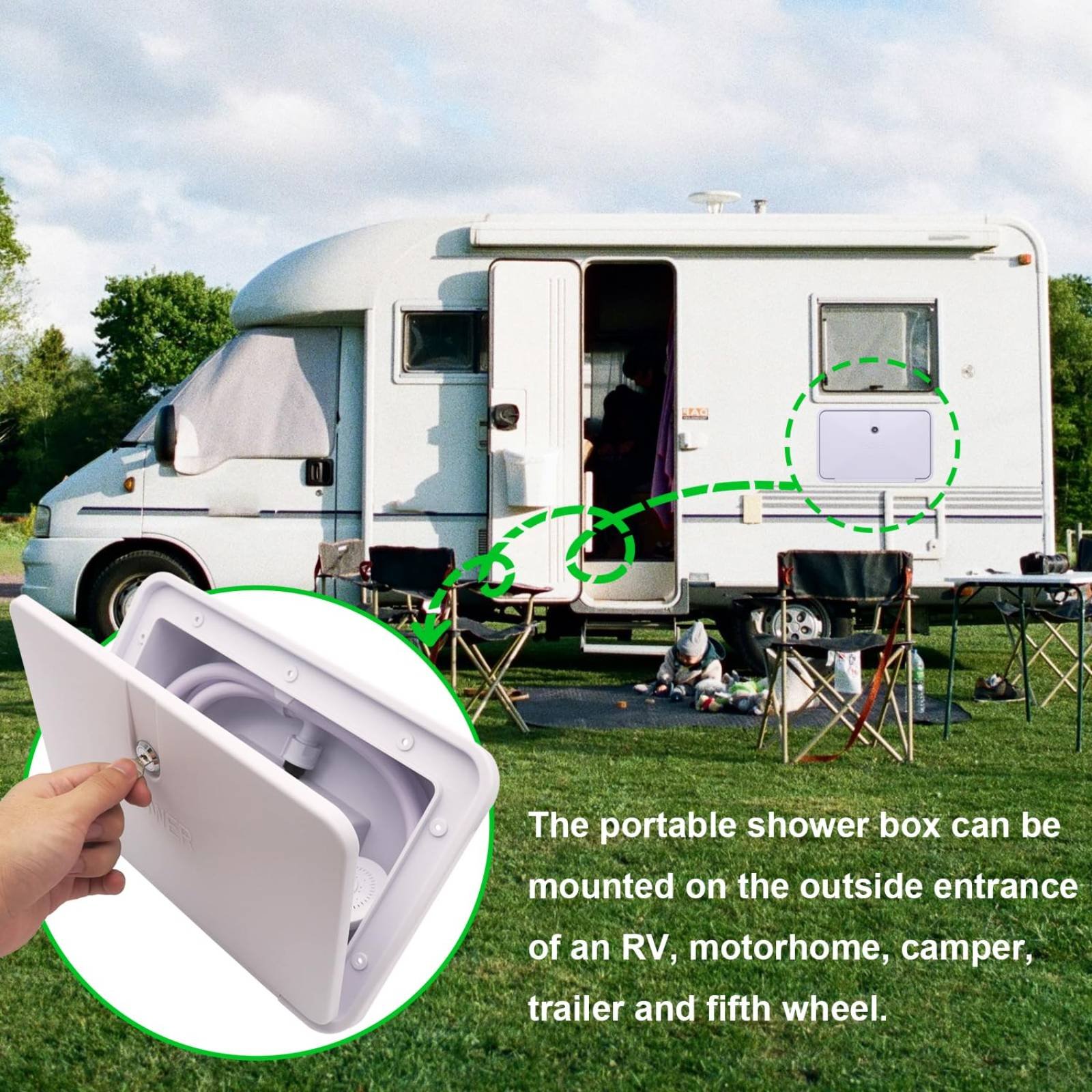 กล่องฝักบัวภายนอกรถบ้าน RV ชุด - Outdoor Camping Gear บทวิจารณ์และราคา