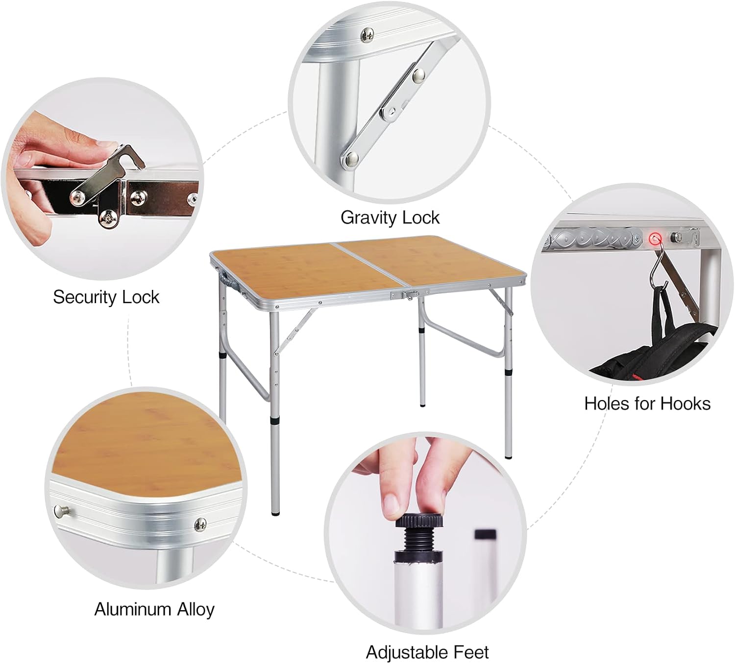 โต๊ะพับสำหรับตั้งแคมป์ ปรับควา - Outdoor Camping Cooking Table บทวิจารณ์และราคา