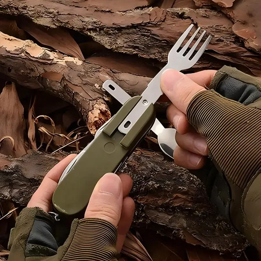 ชุดอุปกรณ์แคมป์ปิ้ง 5-in-1 สแต - Outdoor Camping Utensils บทวิจารณ์และราคา
