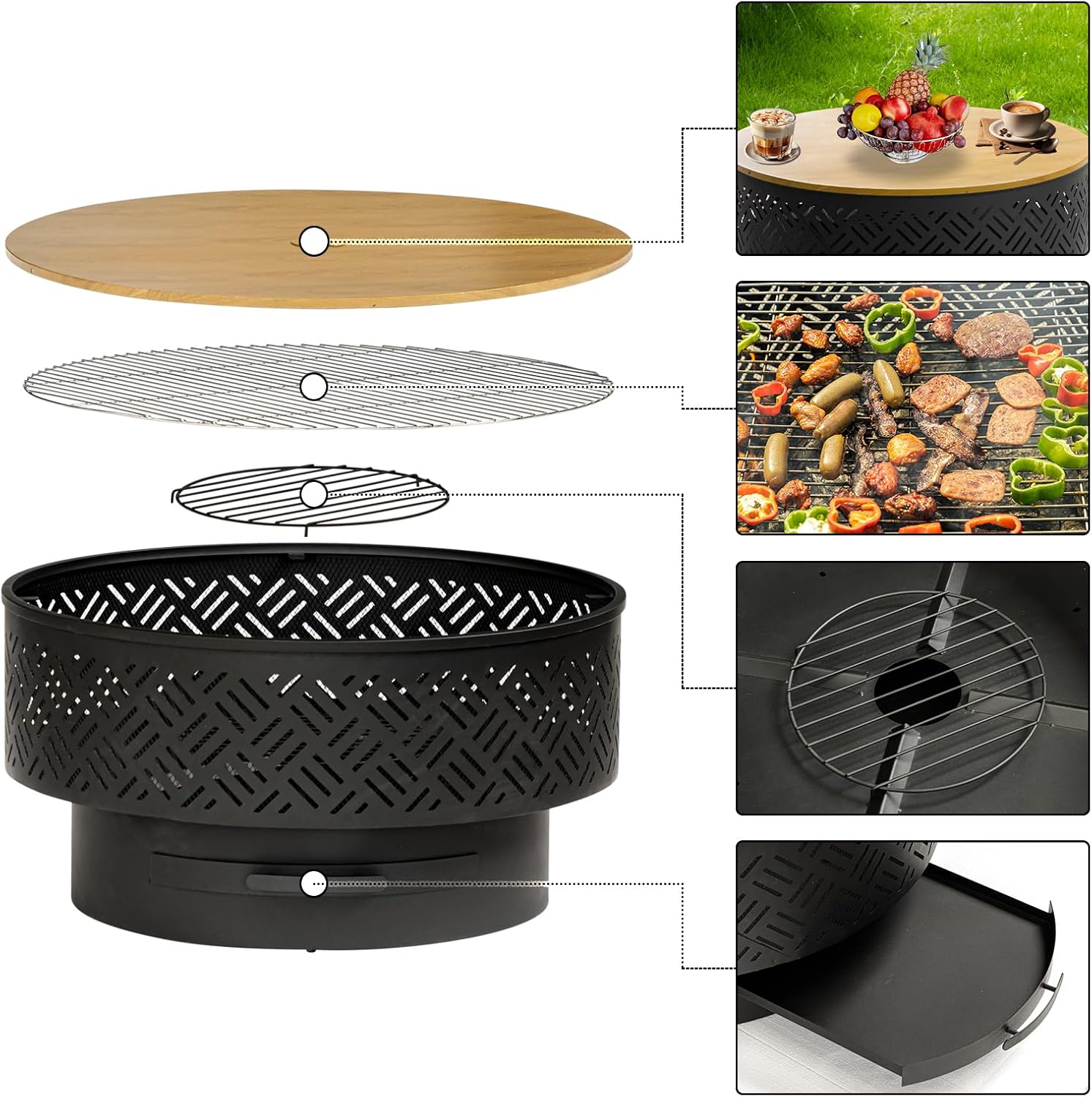 โต๊ะเตาไฟทรงกลมขนาด 32 นิ้ว ทำ - Outdoor Camping Cooking Table บทวิจารณ์และราคา