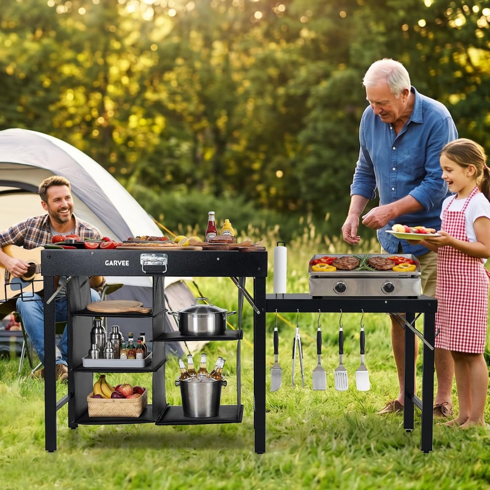 โต๊ะปิ้งย่างโลหะพับได้พร้อมส่ว - Outdoor Camping Cooking Table บทวิจารณ์และราคา