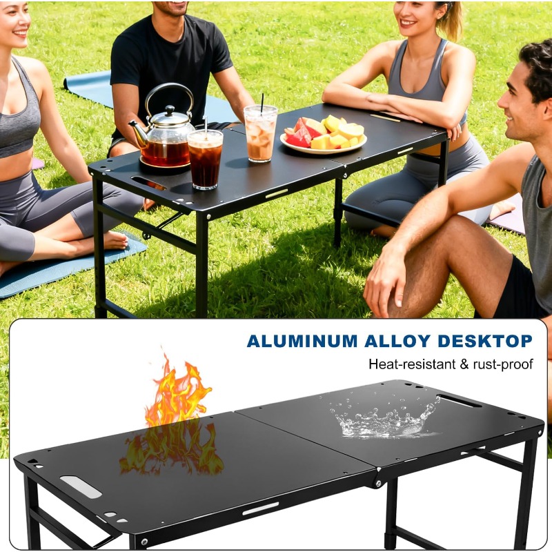 โต๊ะแคมป์ปิ้งแบบพับได้ ปรับระด - Outdoor Camping Cooking Table บทวิจารณ์และราคา