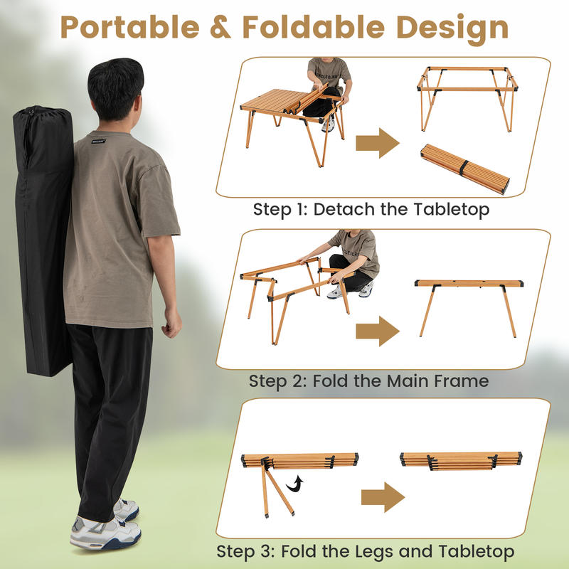 โต๊ะปิกนิกพับได้ขนาด 93 x 70 ซ - Outdoor Camping Table With Storage บทวิจารณ์และราคา